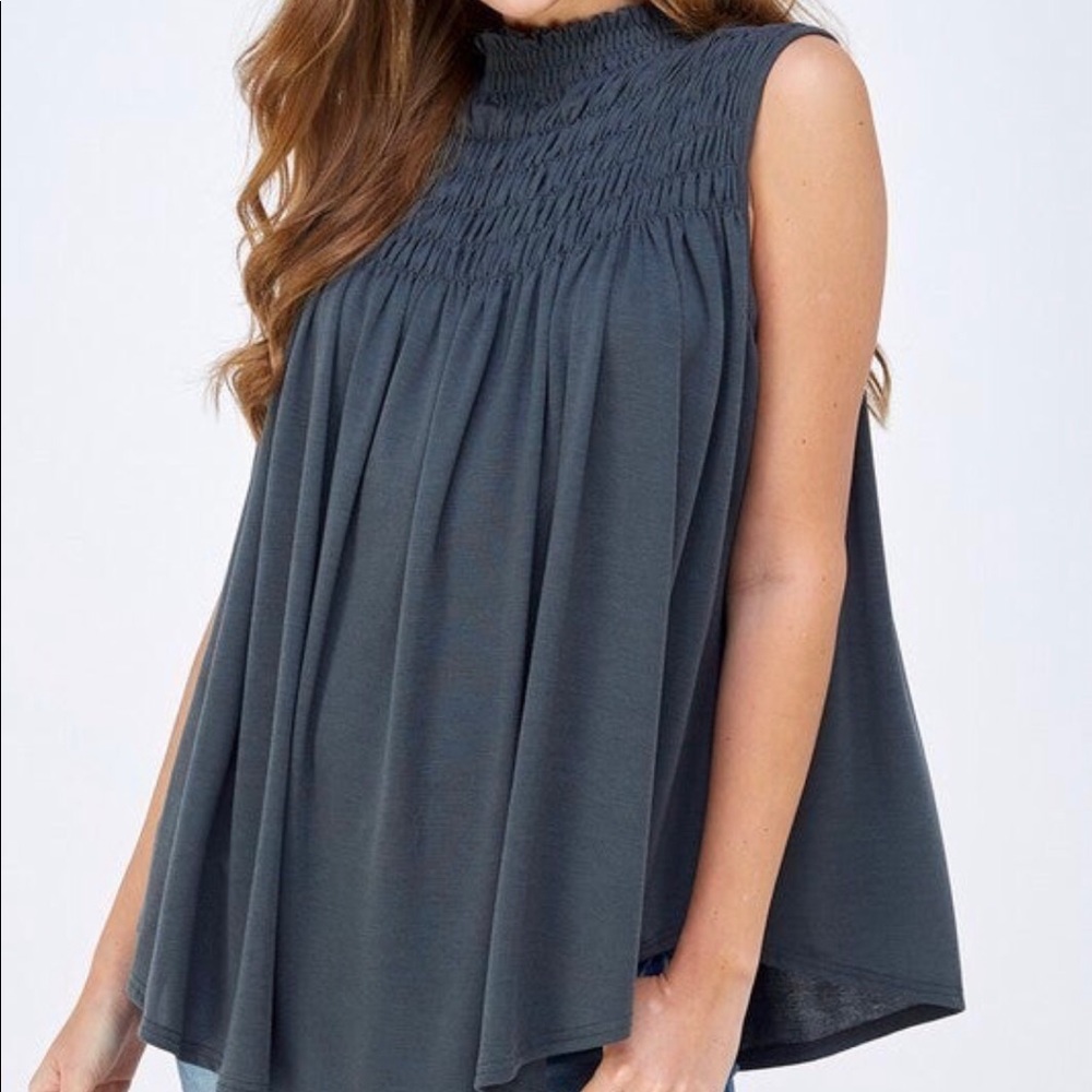 Allie Rose Small Grey Gray Mock Neck Flare Top